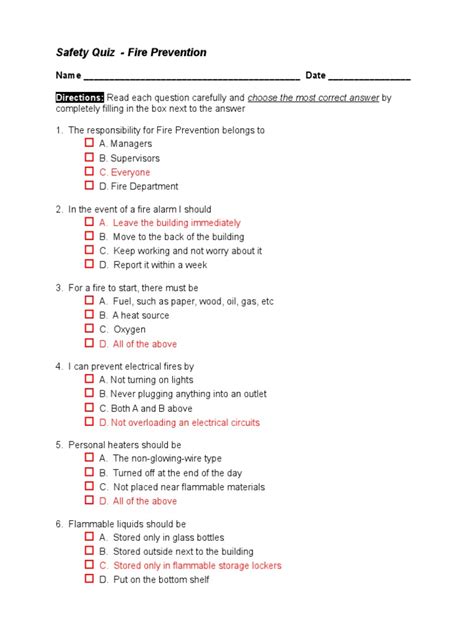 fire prevention test quiz printable.